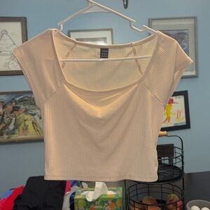 Beige Shein Crop top with Square neck.